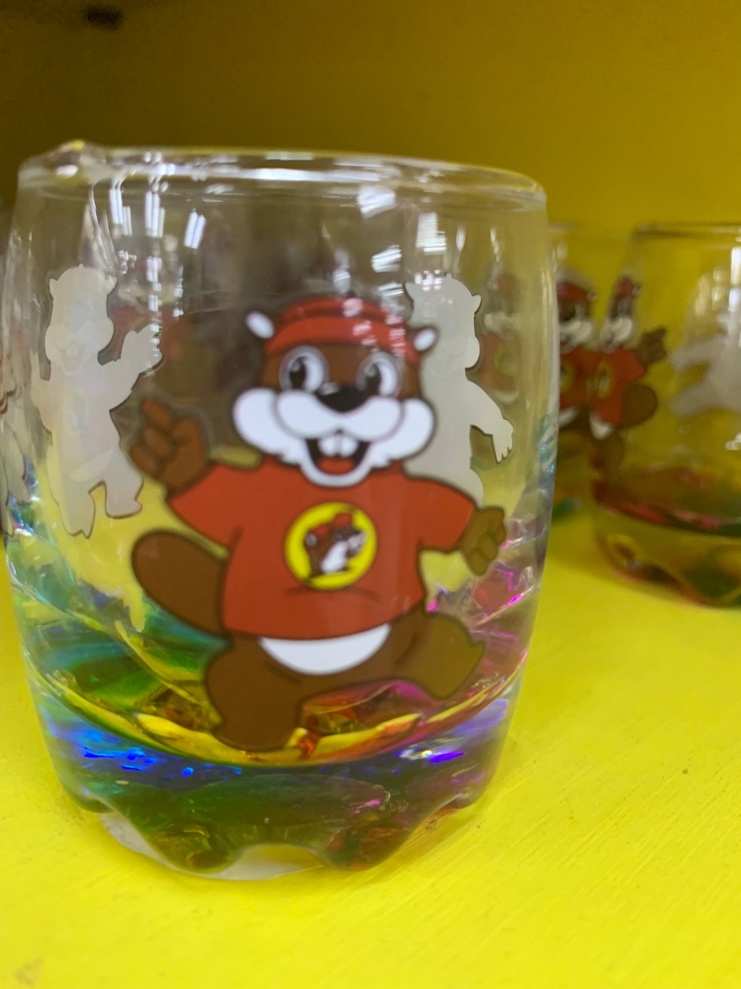 Bucees Beaver with Colored Gel Bottom Shot Glass