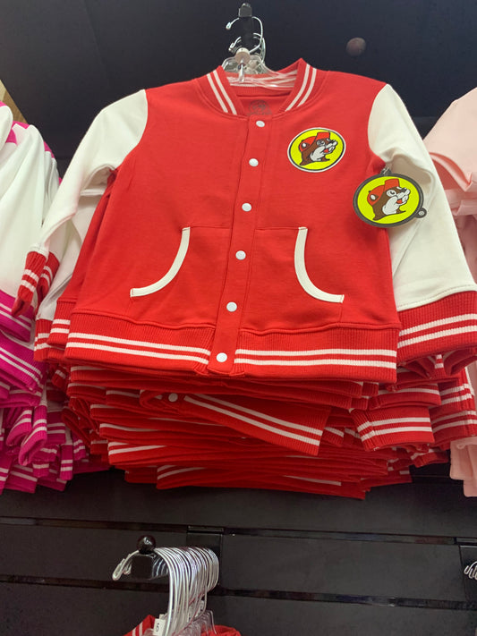 Buc-ees Toddler Red Buc-ee Emblem Varsity Jacket