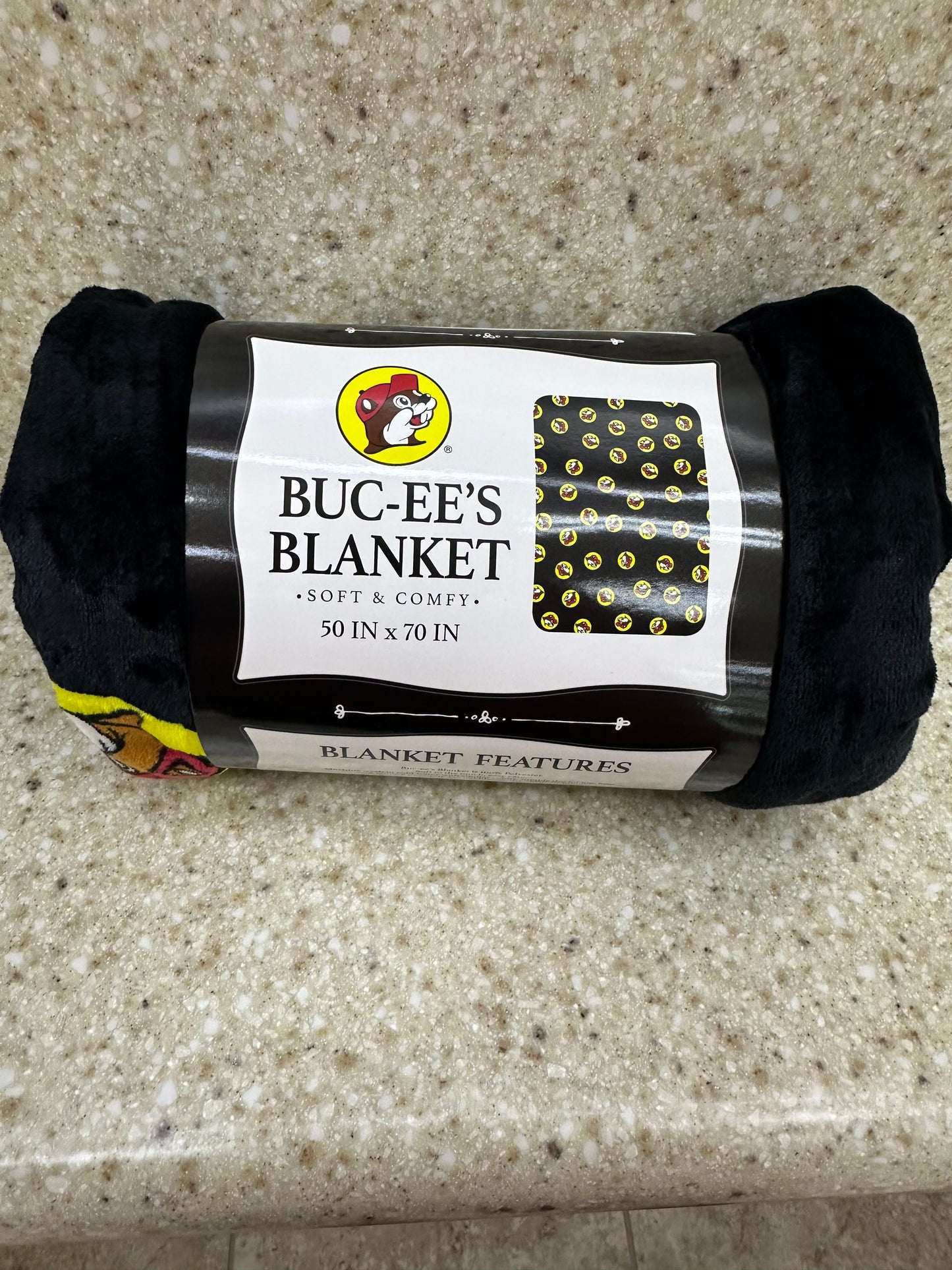 Buc-ees Soft Black Emblem Blanket 50”x70”