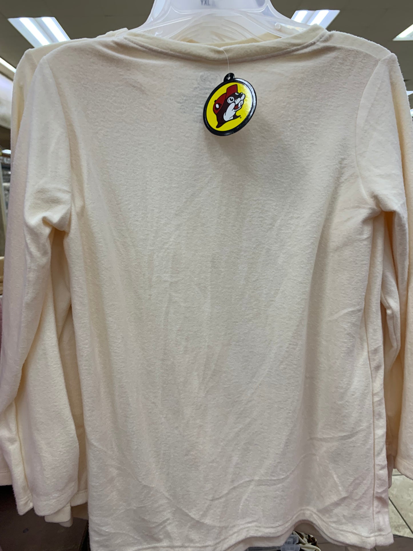 Bucees Light Beige Long Sleeve Comfortable Shirt with V Neck Youth Small-Large