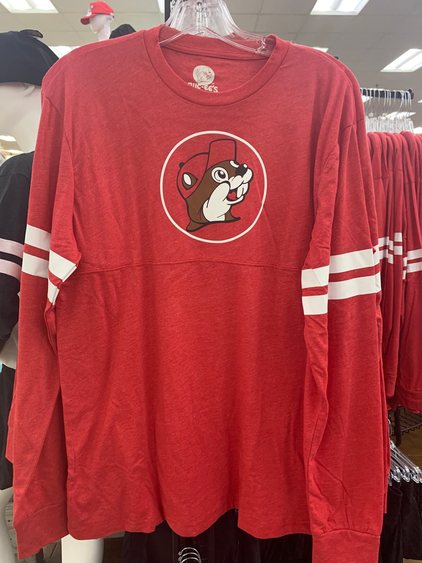 Bucees Adult Red and White Long Sleeve Shirt