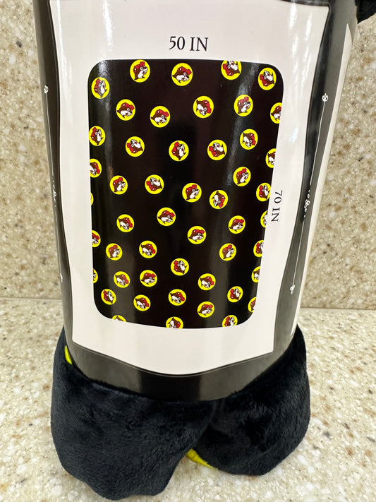 Buc-ees Soft Black Emblem Blanket 50”x70”