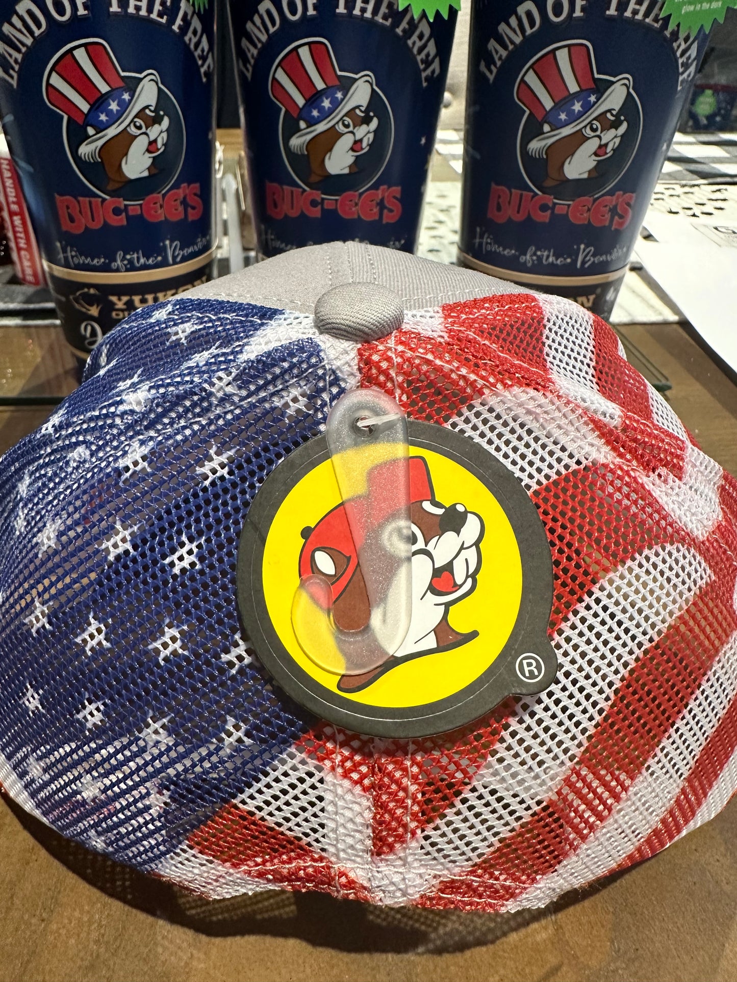 Buc-ees Grey Flag Ball Cap One-Size