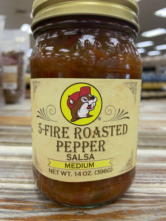 Buc-ees 5 Fire Roasted Pepper Salsa Medium Heat 14oz Jar