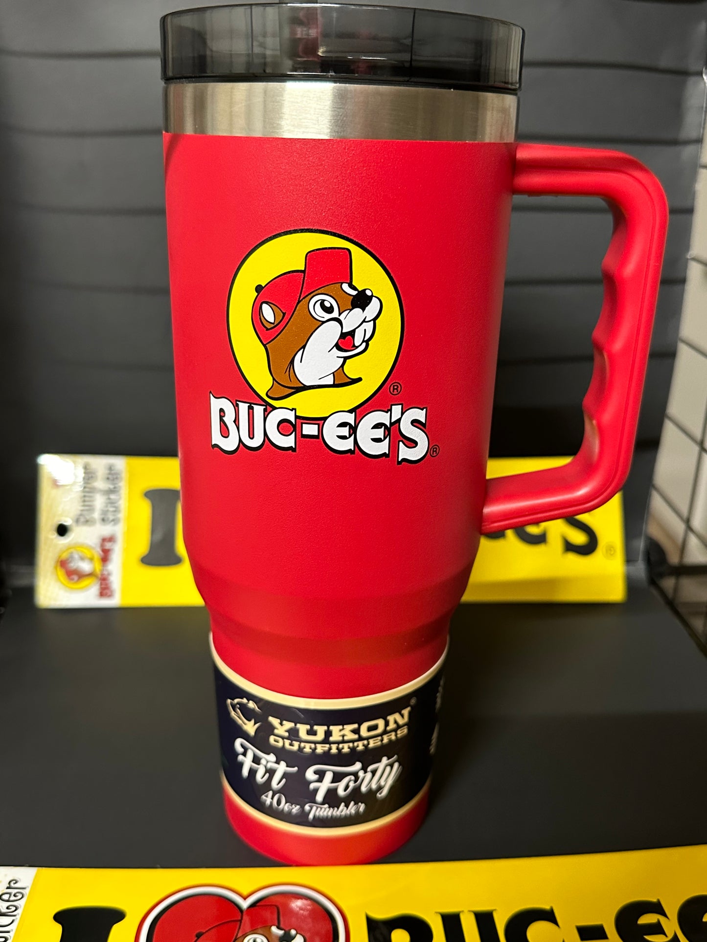 Buc-ees Yukon Outfitters 40oz Red Cup with Handle, Lid, and Straw