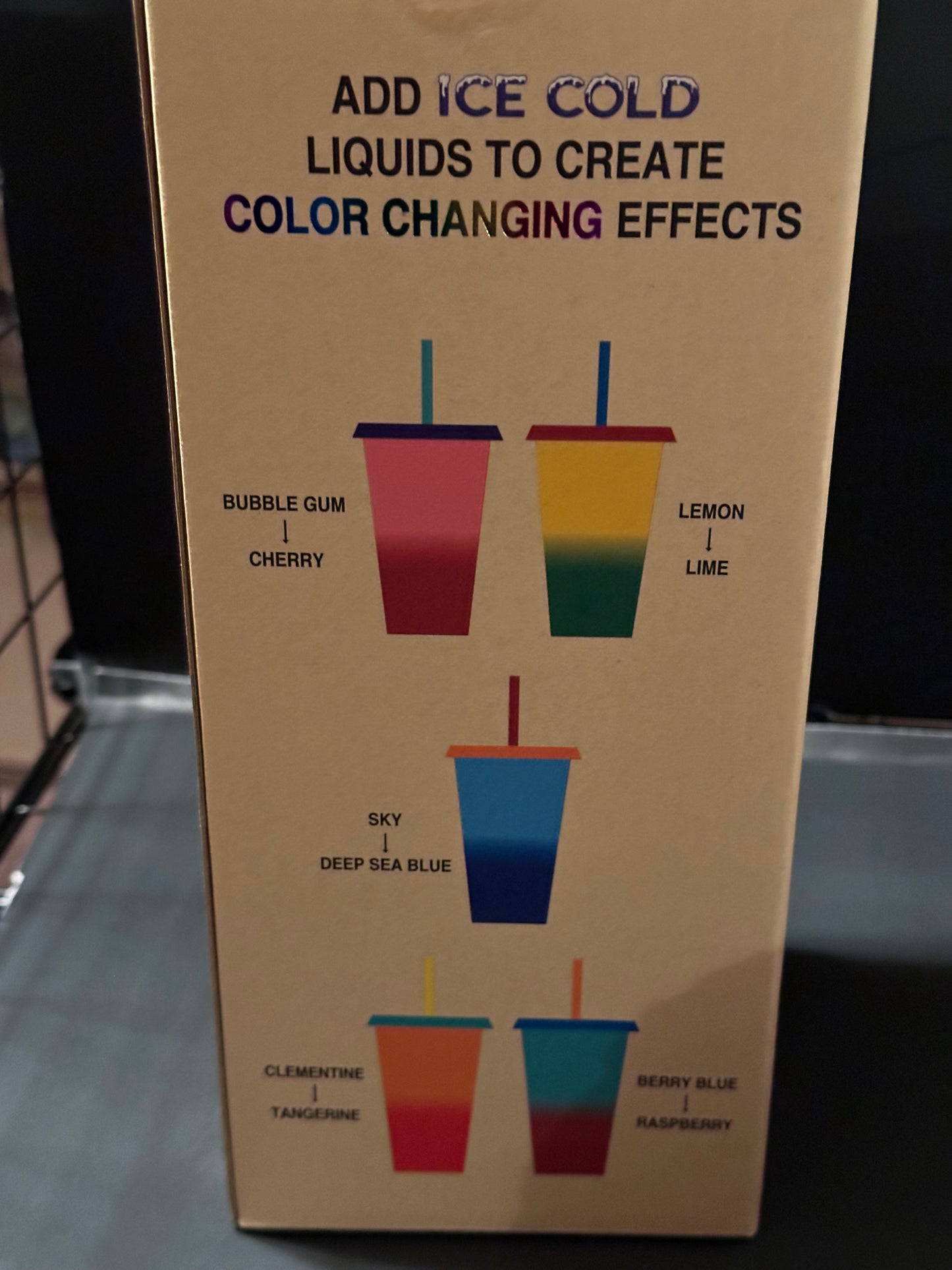 Buc-ees Rubber Color-Changing Cups with Lids and Straws Set of 5