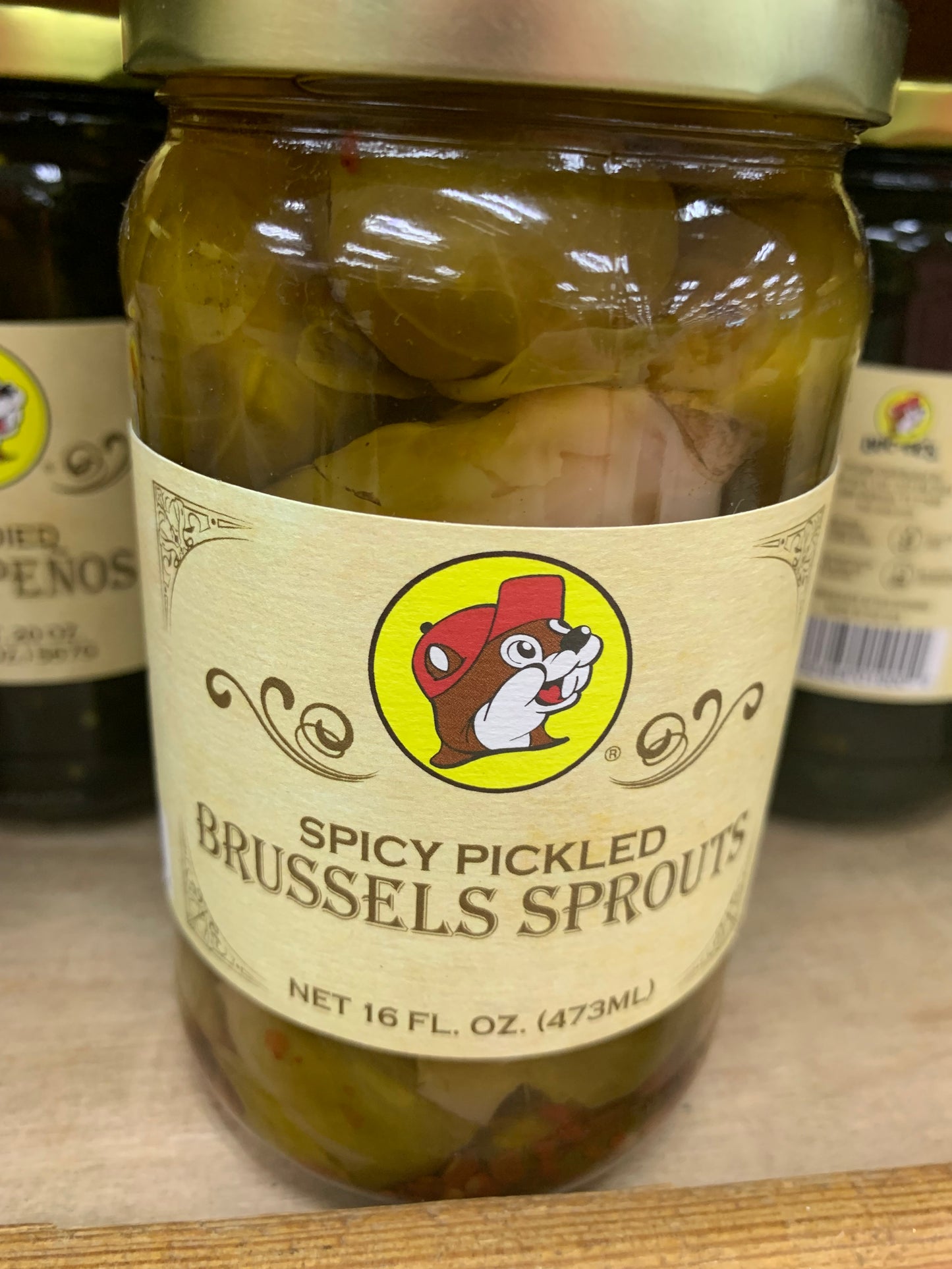 Buc-ees Spicy Pickled Brussel Sprouts 16oz Jar