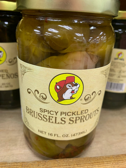 Buc-ees Spicy Pickled Brussel Sprouts 16oz Jar