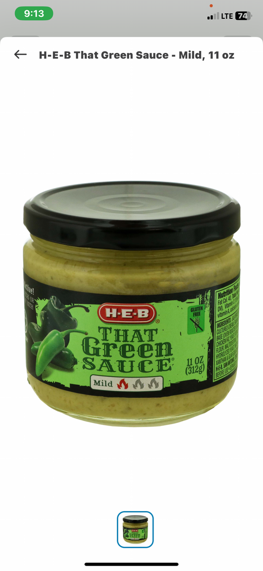 H‑E‑B THAT Green Sauce Mild Heat 11 oz Jar