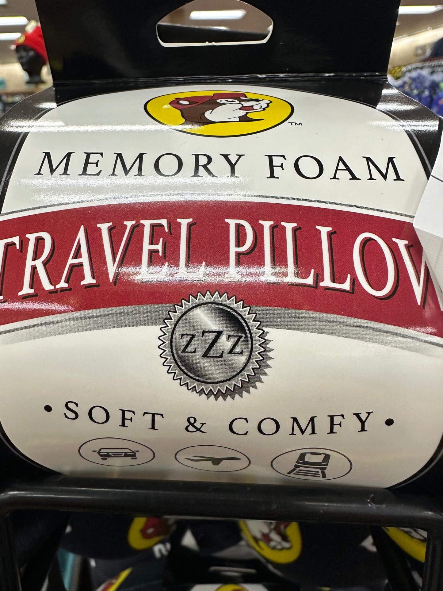 Buc-ees Black Emblem Memory Foam Travel Pillow