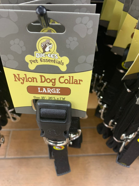 Bucees Large Black Nylon Dog Collar