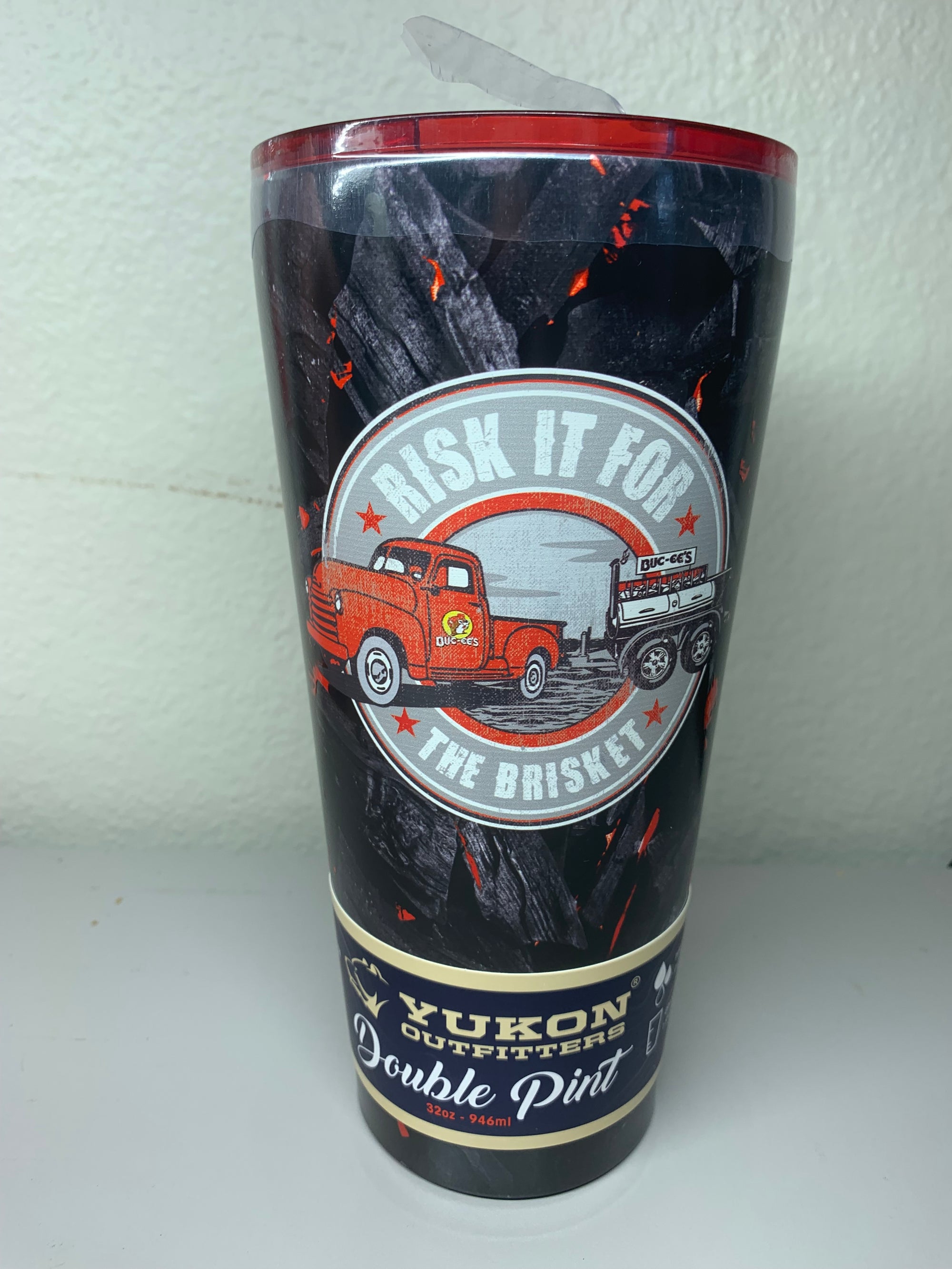 Buc-ees Limited Edition 32oz  Hot Charcoals Grilling “Risk It For The Brisket” Stainless Steel