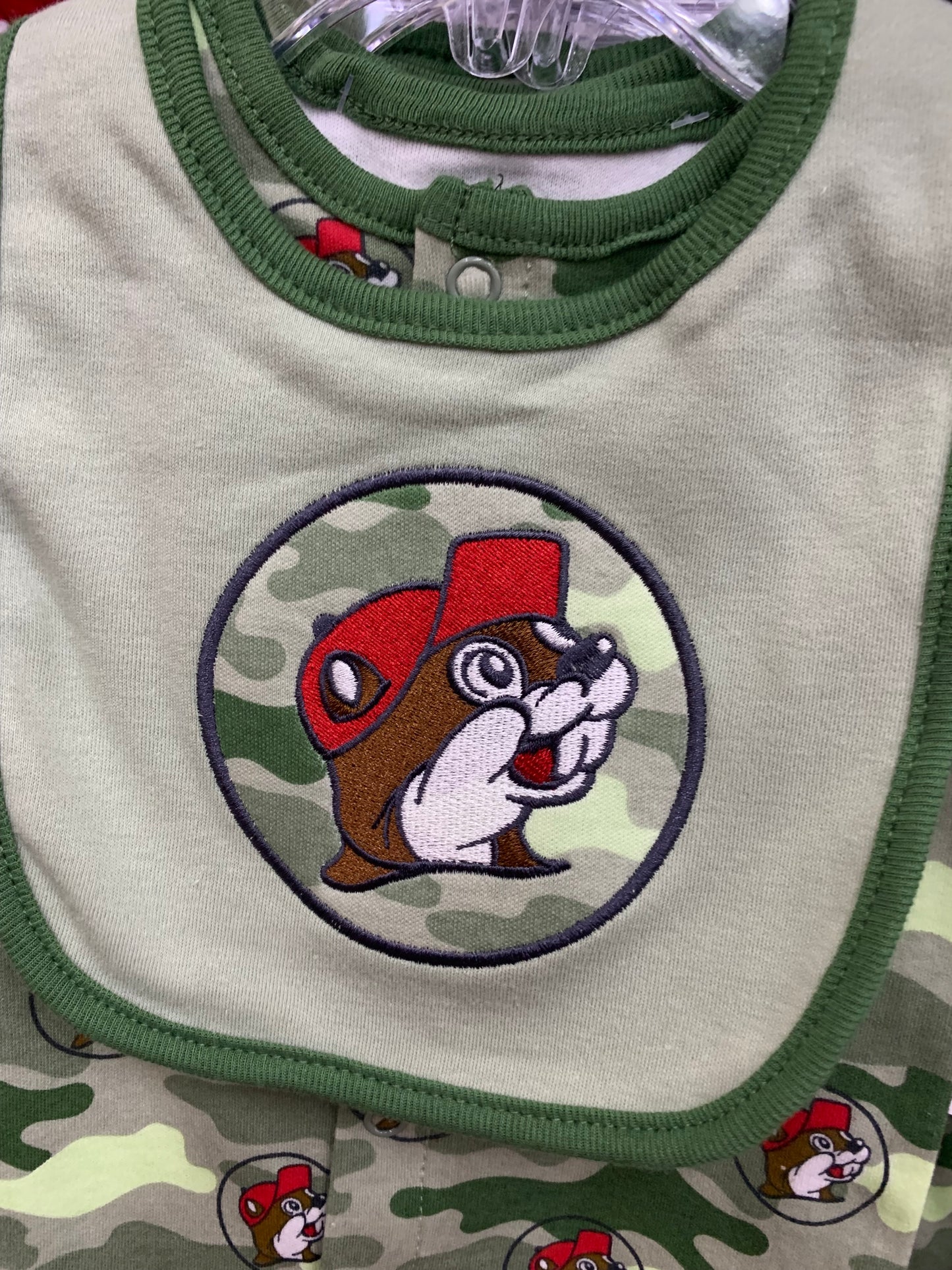 Buc-ees Green Camouflage One-piece bodysuit 3mo-18mo