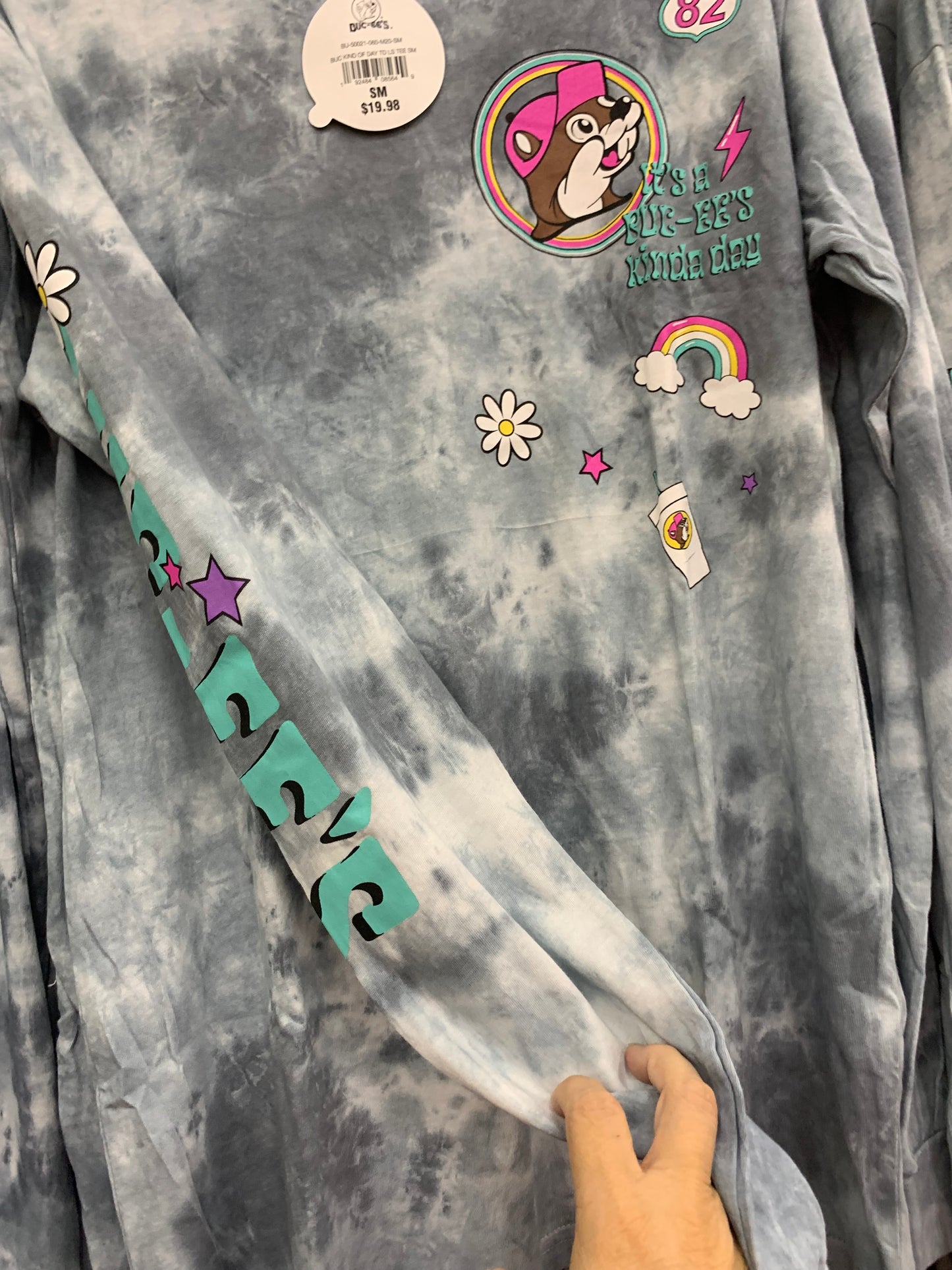 Buc-ees Women’s Gray Tie-Dye Long Sleeve T-Shirt - It’s a Buc-ees Kinda Day - Sm-XXLarge