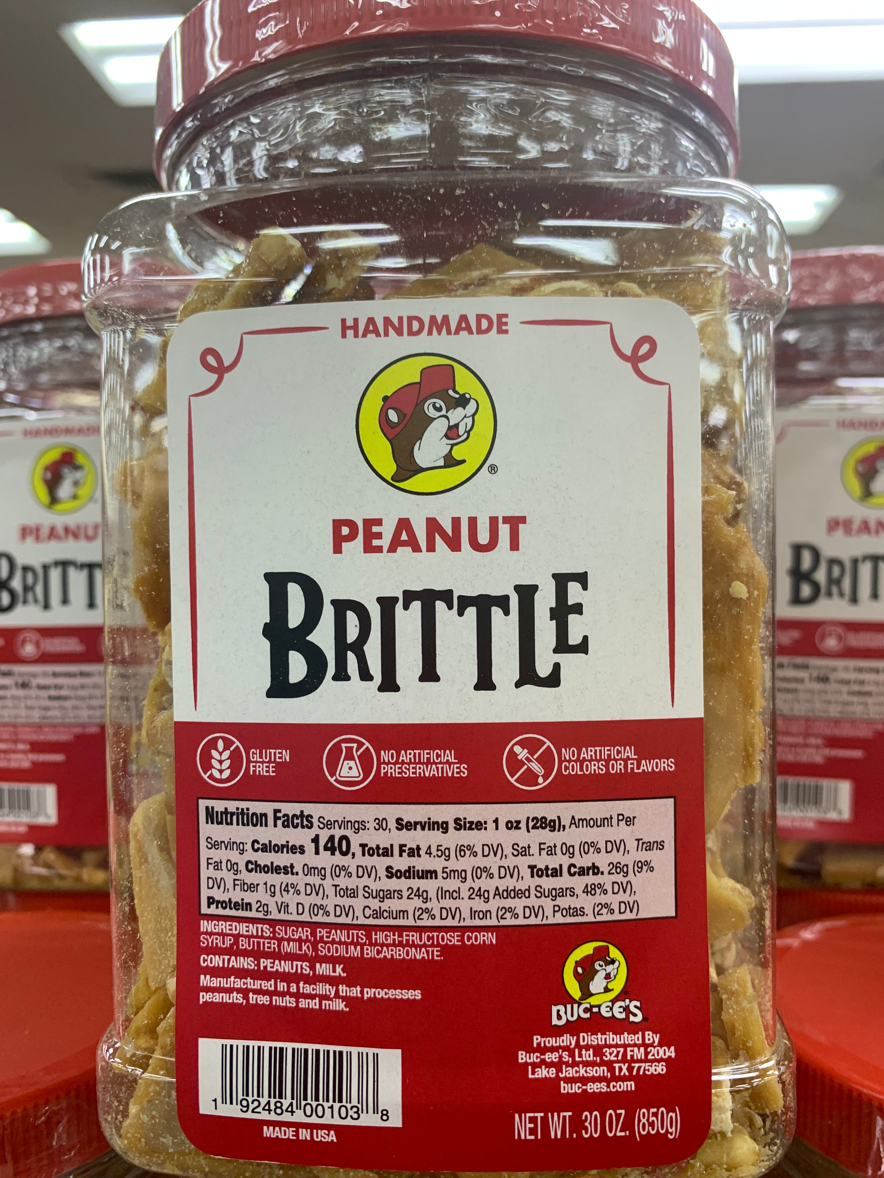 Buc Ees Peanut Brittle Container 30oz Texas Treatz